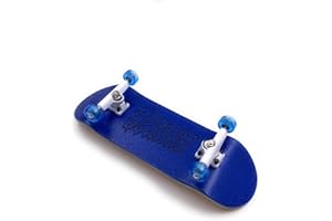 SPITBOARDS 32mm Fingerboard Complete Real Wood Set-Up (Pre-Assembled, 5-Layers), Trucks with Nuts, Bearing Wheels, Foam Grip Tape, (Deck: Blue, Trucks: White, Wheels: Light-Blue)