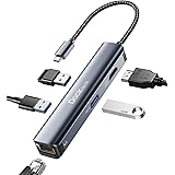 Hub USB C, Dockteck 5 en 1 Dock USB C vers Ethernet RJ45 Adaptateur avec 4K HDMI ,3 USB 3.0, pour MacBook Pro/Air M1 2021, iP