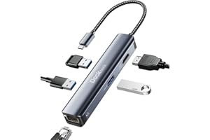 Dockteck Hub Adattatore USB C, 5 in 1, con HDMI 4K, LAN Rj45, Ethernet, 3 USB 3.0 per MacBook Pro/Air/Mini 6, Surface pro 7/8 e altri