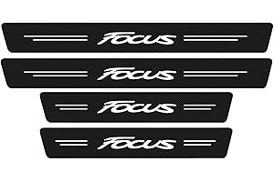EAGLEG 4 Stück Auto Einstiegsleisten Schutz, für Fo-rd Focus Fiesta Fusion Kuga Edge VIGNALE ST-Line S-MAX C-MAX Escape Auto Kohlefaser Türschweller Schutz mit Logo Aufkleber Kantenschutz,Focus