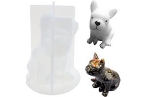 DONLEEVING 3D French Bulldog Soap Mould, Puppy Candle Mold,Animal Ice Cube Tray,Silicone Resin Mould for Chocolate Cake Decorating,DIY Epoxy Casting Plaster Mould