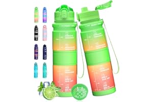 Expansea Bouteille d'eau, Gourde 500ML/1L, Gourde Sport avec Marqueur de Temps et Filtre, sans BPA Convient pour Le Sport, bureau, course à pied, l'ecole, Le Bureau, en Plein air