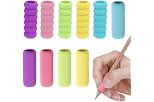Belegao 10PCS Large Pencil Grips for Adults Children, Foam Ballpoint Pen Grip Soft Cushioned Holder for Student Comfortable Reduce Finger Pressure for Handwriting Home School Office(6 Colours)