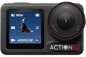 ‎DJI DJI Pack Estándar Osmo Action 5 Pro, cámara Sumergible, Sensor 1/3.3 cm, vídeo 4K/120 fps, Seguimiento de Objetivos, estabilización, 2 Pantallas táctiles OLED, cámara de acción 4K para Deportes y