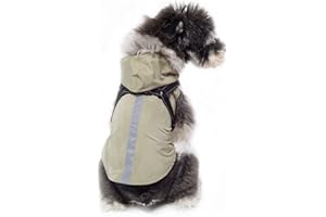 NICNICPET Hunde-Regenmantel mit Geschirr Kapuze Regenjacke Wasserdicht Regenponcho Reflektierender Verstellbarer Mantel für Welpen Kleine Mittel Große Hunde (XL, Grau)