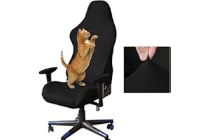 CAREDGO 2 Pezzi Copri Sedia da Ufficio, Copri Sedia da Gioco Copri Sedia da Gioco Copri Sedia Elasticizzato Copri Sedia Copri Sgabello Girevole per Ufficio, Soggiorno, Casa (Nero)