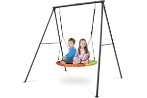 Lischwert Juego de columpio para niños y adultos, asiento de columpio Oxford impermeable 900D de gran tamaño con cuerda ajustable para colgar para parque infantil al aire libre, patio trasero (arco