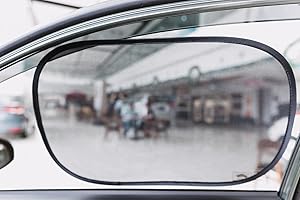 kinder Fluff Osłona Przeciwsłoneczna na Szybę samochodu (4 szt.)- Jedyna Certyfikowana Osłona na Szybę Samochodu dla Dziecka, Która Blokuje 99% UVR -Ochrona Przeciwsłoneczna Samochodowego - D