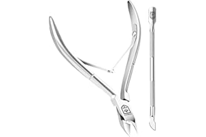 SENBACH Cuticle Trimmer with Pusher, Remover and Nipper -Durable Stainless Steel Professional Pedicure and Manicure Tools for Fingernails and Toenails (Silver)