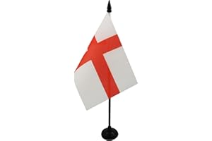 AZ FLAG - England Table Flag 4'' x 6'' - English Office Mini Banner 100% Polyester 15 x 10 cm - Mini Desk Flag with 10'' Pole and Black Plastic Base