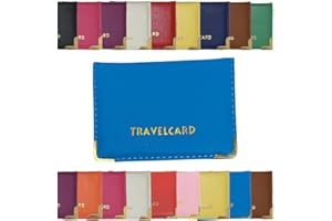 AlezyB - 1x Light Blue Bus Pass Holder Travel Card, Credit Card and ID Card Holder for Men and Women Soft Leather, Card Cases & Money Organisers