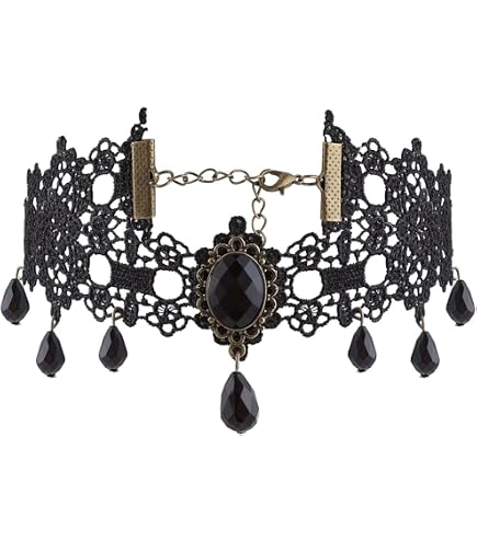Coppia Bracciali (Slave Bracelet) in stile gotico/dark di pizzo ner