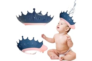 Casquette Bain Bébé, Bonnet de Douche Bébé, Réglable Visière Bonnets de Bain, Enfants Shampooing Bonnet, Shampoing Chapeau Protégez, Visière de Bain Pour Le Bain de Bébé (Bleu)