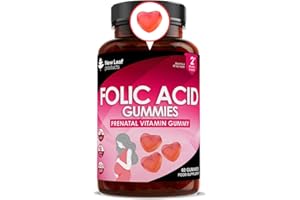 NEW LEAF PRODUCTS Folic Acid Pregnancy Gummies High Strength Folate Vitamins - Chewable Folic Acid Vegan Prenatal Vitamins for Women 400mcg, Vitamin B9 Prenatal Conception - Pregnancy Supplements, Real Fruit Juice