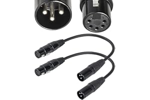 XLR mâle 3 broches vers XLR femelle 5 broches DMX 512 Turnaround DMX Stage Light Cable par SiYear, XLR3M vers XLR5F Câble adaptateur (12 pouces / 2Pack)