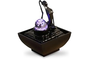 ZEN LIGHT Fontanna do wnętrz Joga Medytacja Kolorowe światło LED - Ruchoma dekoracja wnętrz - Relaksująca atmosfera Zen - Fontanna stołowa - Niezwykły pomysł na prezent w niskiej cenie - wys. 19 cm - Joga 1