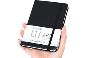 Irmanas A6 Pocket Notebook, Premium Classic Lined Notepad with Pen Loop 160 Pages College Leather Hardcover Mini Journal Business Gift Office Supplies for Men Women