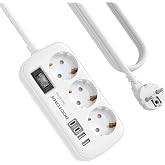 Power Strips with USB, Surge Protection, 3 Outlets with Switch | Overload Protection, 2 USB C and 2 USB A (5V/3.1A), Cable 1.