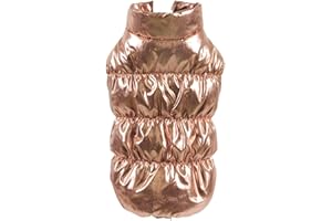 YAOTT Doudoune Imperméable pour Chien Chiot Chat avec Doublure en Polaire, Veste Gilet Manteau Chaud d'hiver Rembourré Matelassé pour Teddy, Yorkshire Terrier, Chihuahua, Poméranie Or Rose XS