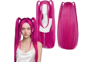 CIYIN Dämonenjäger Kostüm Perücke Cosplay Kinder Anime Mira Zoey Kostüm Perücken，Cosplay Perücke für Frauen Mädchen - Dämon Halloween Karneval Jäger Anime Requisiten (Red long style)