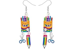 DOWAY Acrylic Cute Cartoon Teacher Earrings Fun Back to School Dangle for Women Girls Kids Gifts Bulk