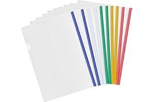 10 Pièces Clair A4 Dossier Coulissante, Plastique Dossier de Fichiers avec Reliure Barre Coulissante, Chemise de Couvertures de Rapports pour École Bureau Accueil Documents Classification (5 Couleurs)