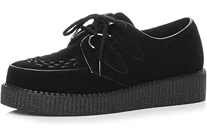 Ajvani Hommes Chaussures Talon compensées Lacets Plateforme Gothiques Punk Creepers