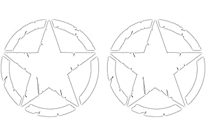 GAMESMONKEY Adesivo Stella Militare Distrutto US Army - Confezione Kit Forme - 2 Pezzi - 4x4 Off Road Auto Moto - Varie Dimensioni 5 10 15 20 25 30 cm - Made in Italy (5 Cm, Bianco)