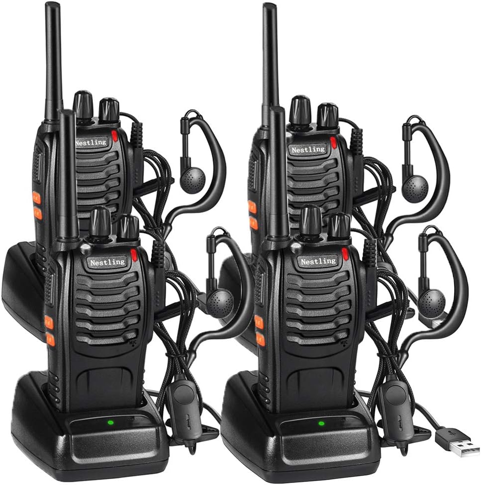 Walkie Talkie Recargable, 16 Canales PMR446 Walky Talky, Profecionales CTCSS DCS 3KM Radiocomunicación, con Auricular Incorporado Antorcha de LED, 2 Pares