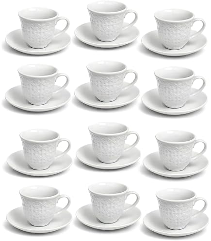 Olympia Set 12 Tazze In Porcellana Bianca 483 Ml Per Caffè, Tè E Cioccolata - Resistente Per Bar E Ristoranti