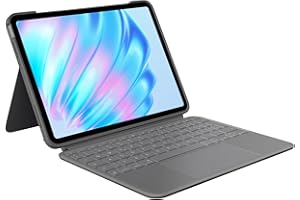 ‎LOGITECH Logitech Combo Touch Tastatur-Case für iPad Air 11 Zoll (M2 und M3), iPad Air (5. Generation) – Abnehmbare Tastatur mit Hintergrundbeleuchtung und Halterung, Deutsches QWERTZ-Layout - Grau