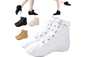 E-ALLDIR Jazzschuhe Tanzschuhe Damen Schwarz Jazzstiefe Herren Professionelle Tanzschuhe Leinwand Mit Ledersohle Jazzstiefel Geeignet FüR AnfäNger Showtanztauglich