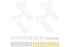 SIGULIKEJI 4 Pcs Soporte Estanteria Pared Blanco, 125mm Soporte Baldas Pared, Soportes para Estanterías Metalica, Soportes Flotantes para Estantes, Escuadras para Estanterias, Soporte para Baldas de Madera