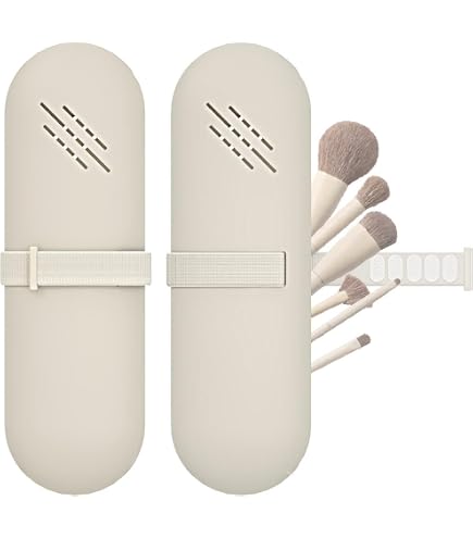 XoeLLe Porta Pennelli da Trucco da Viaggio, 2 Borsa Cosmetica Portatile in Silicone, Supporto per Pennelli da Trucco con Chiusura Magnetica, Custodia