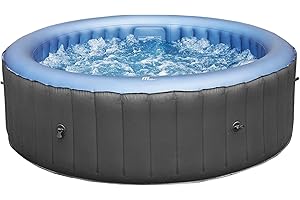 Happy Garden MSpa – Aufblasbarer Whirlpool, rund, Bergen, 6-Sitzer, grau, mit isolierender Abdeckung und Kartuschenfilterung. Aufblasbarer Whirlpool für den Innen- und Außenbereich, beheizt.