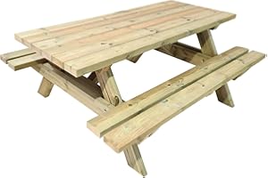 MASGAMES Table de pique-nique d'extérieur Munich | Bois traité en autoclave niveau IV | Homologué usage public | Longueur 180 cm