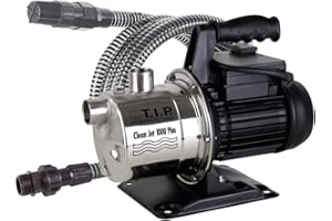T.I.P. 30094 Clean Jet 1000 Plus Stainless Steel Garden Pump with 4 m Suction Set, up to 3300 l/h Flow Rate