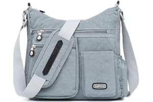 Estwell Bolso Bandolera Mujer Grande Bolso de Hombro Moda Impermeable Nailon Crossbody Bolso con Múltiples Bolsillo Casual Bolsa para Escuela Viaje Trabaja