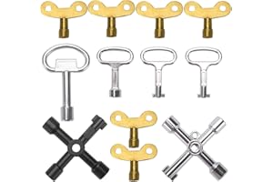 VooGenzek 12 Piezas Llave Inglesa, Plomeros Juego Llaves, Llave Triangular, Llave Utilidad Multifuncional 4-Puntas, Llave Armario Eléctrico, Para Medidores Eléctricos, Medidores Agua, Radiadores