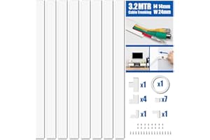 MUDEELA Cable Trunking Kit, Trunking for TV Cables, Self Adhesive Wall Cable Tidy, Wire Covers Wall, Cable Management to Hide Wall Mount TV Powers Cords in Home Office, 8X L400mm, W24mm H14mm, White