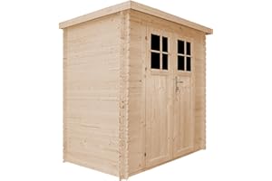 TIMBELA M310F Abri de Jardin en Bois -Porte verrouillable de Haute qualité - Stockage extérieur l239xL144xH200cm/2.63 m2 - Petit abri à Outils, Local à vélos - Toit imperméable, fenêtres