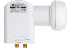 RED OPTICUM LTP 04H Twin LNB I Hitze- & kältebeständiger Digital-LNB 2-fach mit nur 0.1dB Rauschmaß und ausziehbarem Wetterschutz I Full HD - 3D - UHD - 4K Ready I Sat-LNB für 2 Teilnehmer weiß