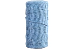JeogYong Jute Twine String 2mm x 100m Natural Coloured Jute String 3-ply Garden Twine Kitchen Cord Thick Jute Rope for Decoration Floristry, DIY Arts & Crafts, Bundling, Wrapping Gifts (Light blue)