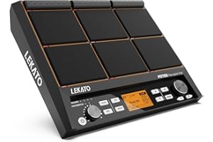 LEKATO Percussion Sample Pad - Electric Drum Set with 9 Velocity-Sensitive Drum Pads, 600+ Sounds, MIDI Out, USB MIDI, AUX, Looper, Metronome, Trigger Inputs