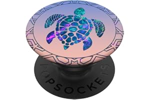 AHTURTLES STORE Cyan, Violet, Bleu Sarcelle, Motif Tortue sur Rose et Bleu PopSockets PopGrip Interchangeable