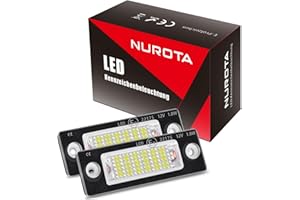 NUROTA motoeye LED Kennzeichenbeleuchtung mit E-Prüfzeichen für Golf Passat Variant Jetta Touran T5 Caddy Superb Octavia, Premium LED Nummernschildbeleuchtung Canbus 18 SMD Lampe (2 Stücke)