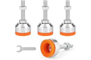 EXLECO Set med 4 justerbara nivåfot för tunga belastningar - M10 x 50 mm - Diameter: 40 mm - Justerbar under belastning - Jus
