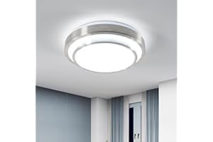 COMELY LED Lámpara de Techo Moderna, 28W Plafón Led de Techo Redonda Φ29cm 6500K Luz Blanca, 2 Anillos Plafones para Baño Dormitorio Cocina Sala de Estar Comedor Balcón