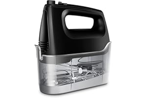 ‎SHARDOR Handmixer Elektrisch Handrührgerät 6 Stufen Plus Turbo Kein Spritzen Mixer Handrührer mit Aufbewahrungskiste,5*Edelstahl Zubehör, Schwarz 400W Leiser Motor