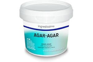 INGREDISSIMO - Agar Agar, Gelificante en Polvo, Proviene de Algas Marinas y Algas Rojas, Color Blanco o Amarillo, Producto Vegano y sin Gluten, para Cocinar, Translúcido, Firme y Quebradizo - 200 g